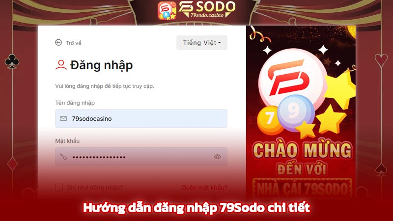 Hướng dẫn đăng nhập 79Sodo chi tiết